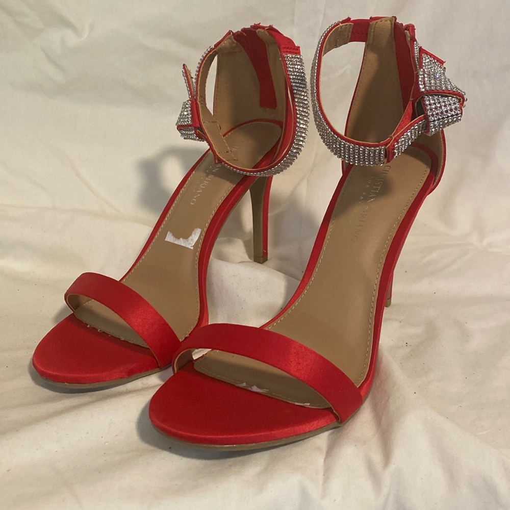 Women 4” heels with rhinestone ankle wrap